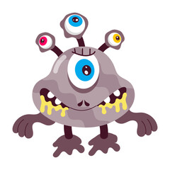 Fototapeta premium Monster fear sticker designed in flat style