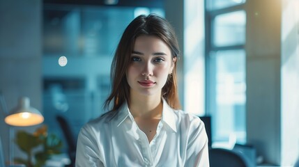 Naklejka premium Beautiful of businesswoman at modern office. copy space for text. Image of woman in the office.