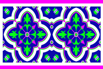 Bold Mandala Pattern with Green and Pink Floral Accents