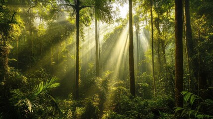 Obraz premium Sunbeams Through The Forest