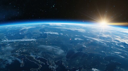 Fototapeta premium Earthrise with the Sun Rising Over Europe