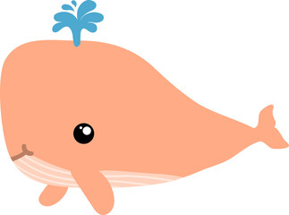 cute whale cartoon, sea animal