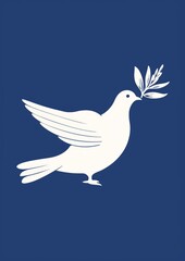 Obraz premium white dove in flight on a white background with an olive branch