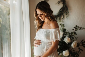 An expectant mother lovingly prepares for her baby's arrival, reflecting a blend of love, anticipation, and the symptoms of pregnancy.