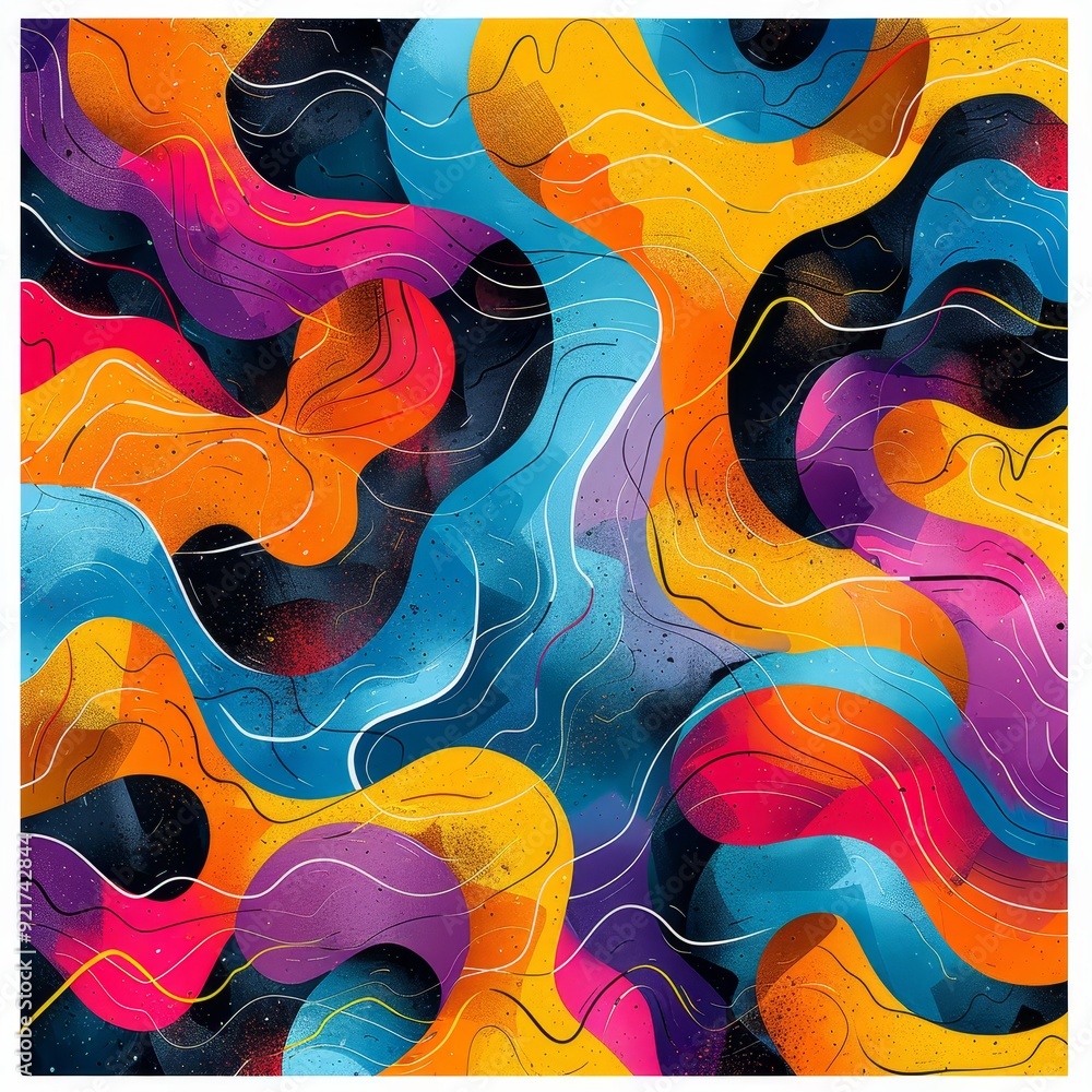 Poster abstract digital art with vibrant colors and swirling lines. perfect for backgrounds and design proj