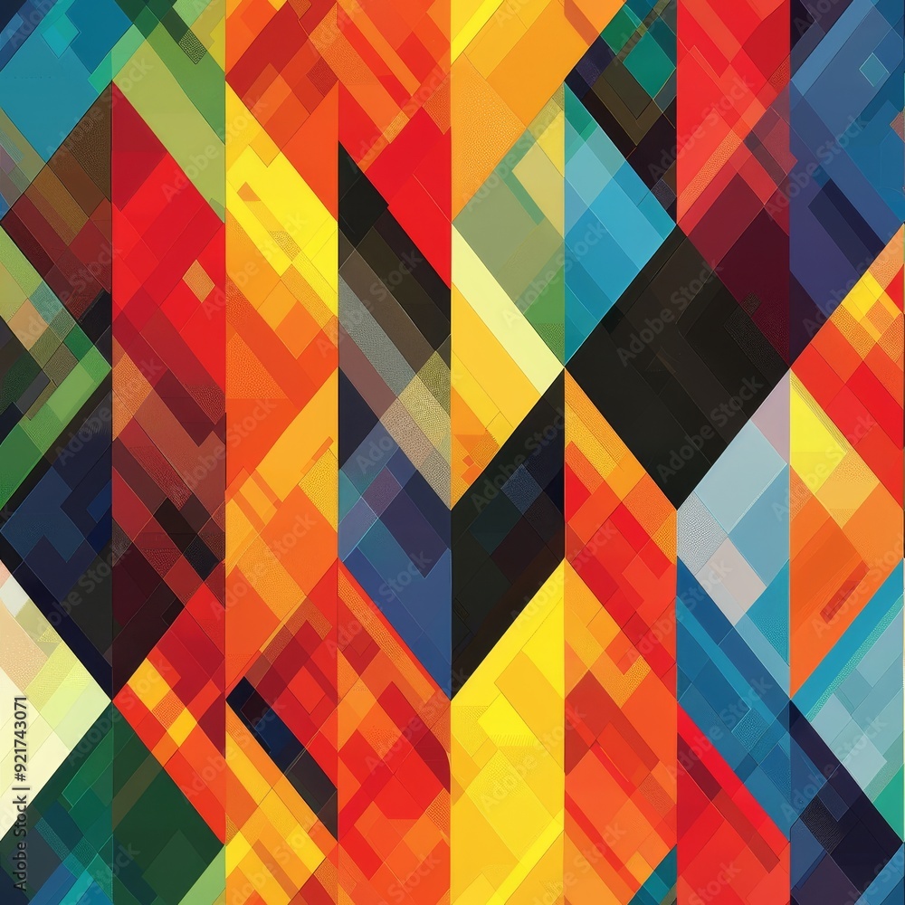 Aufkleber abstract geometric pattern with vibrant colors and diagonal lines.