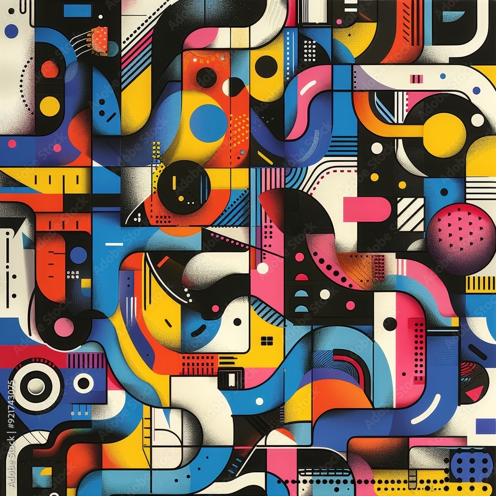 Aufkleber abstract geometric pattern with vibrant colors and bold shapes. perfect for modern design projects.