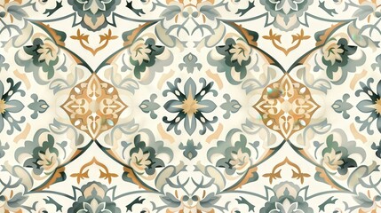 A classic Arabic pattern with a series of repeating floral and geometric motifs.