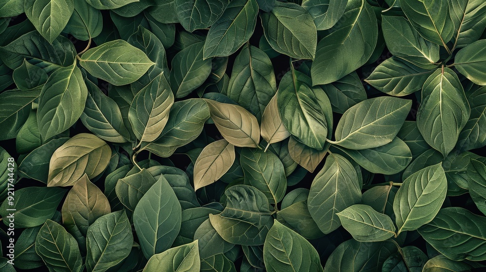 Poster a classic leaf pattern showcasing overlapping and intertwining leaf shapes.