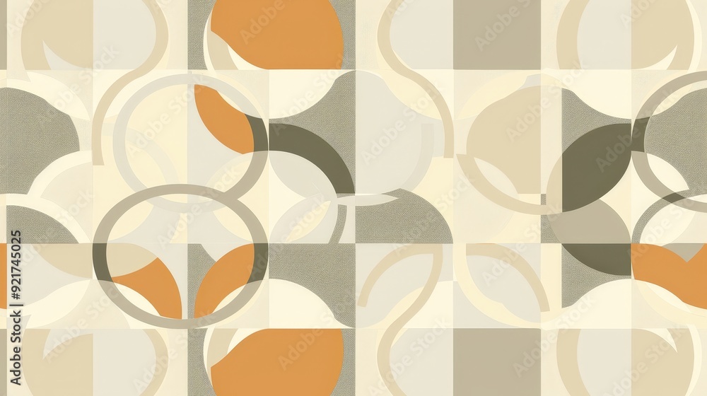 Aufkleber a contemporary business pattern with a series of interlocking circles and squares.