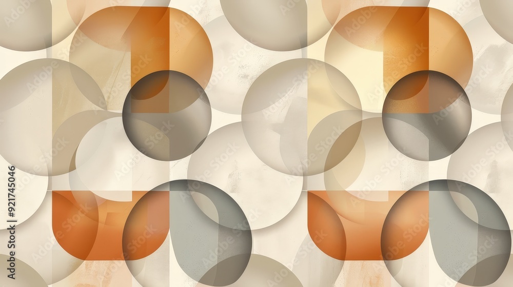 Poster a contemporary business pattern with a series of interlocking circles and squares.