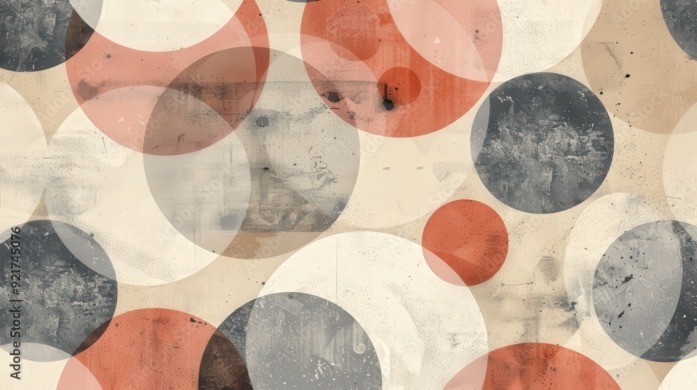 Poster a contemporary business pattern with a series of interlocking circles and squares.