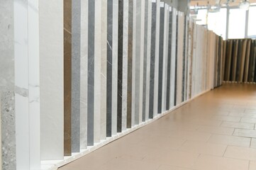 Porcelain stoneware tiles in a store