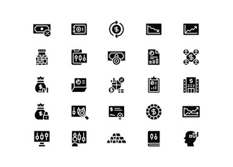Glyph Stock Investment and Trading Icon Set