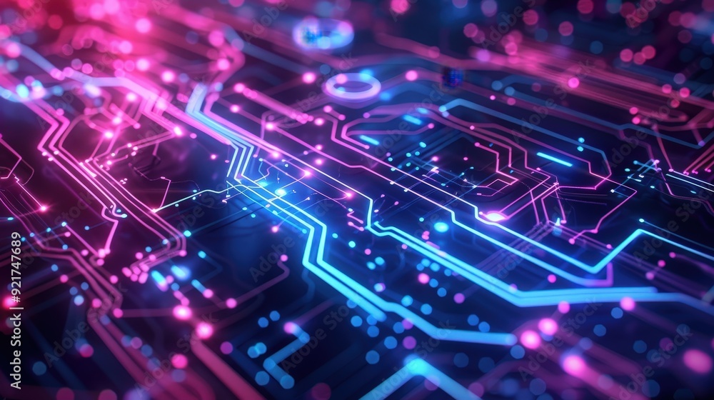 Poster a futuristic abstract technology background featuring a complex arrangement of digital lines and nod