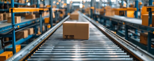 Automated Packaging Plant with Conveyor Belts and Modern Machinery Emphasizing Efficiency and Technology