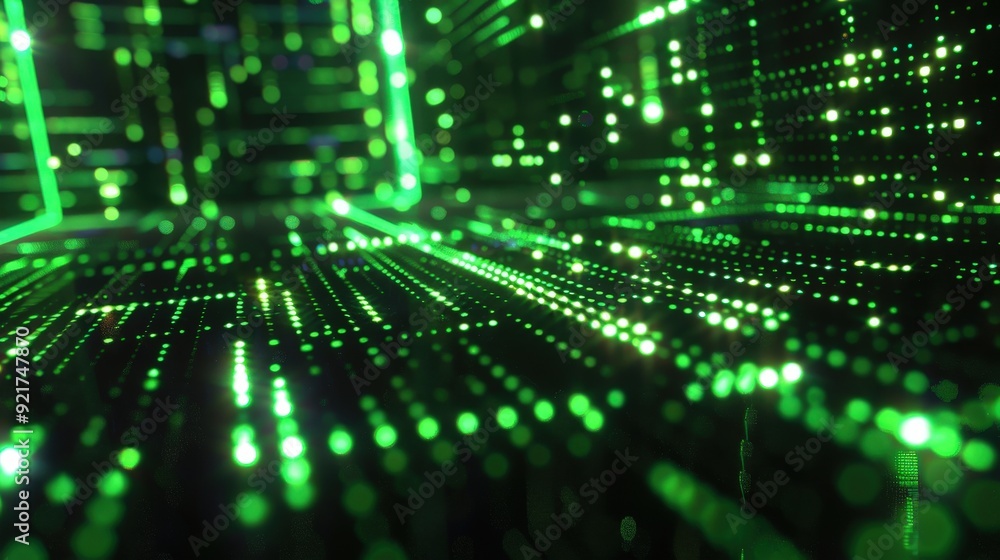 Poster a futuristic abstract technology background with a blend of glowing circuit patterns and data points