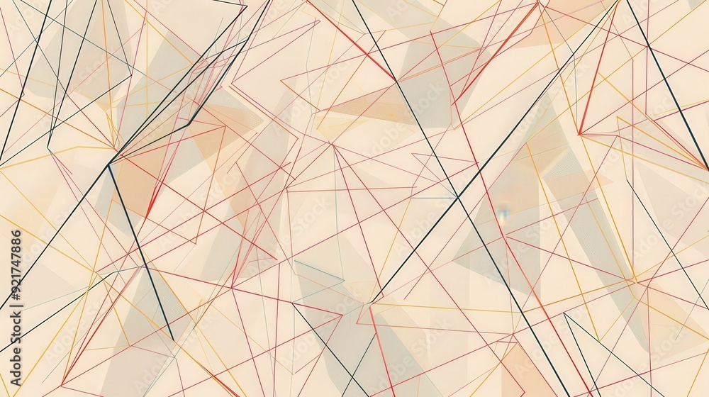Poster a geometric line pattern with a network of interconnected, angular lines.