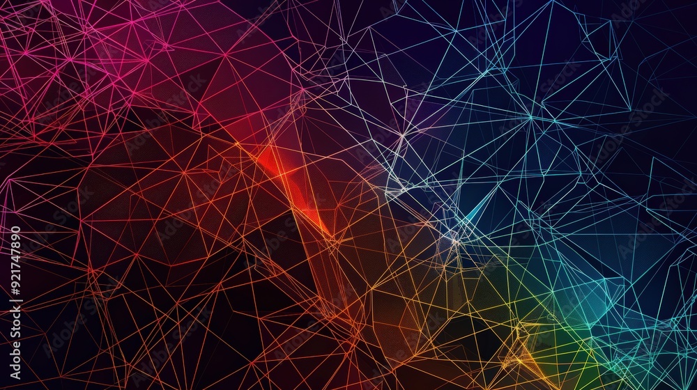 Poster a geometric line pattern with a network of interconnected, angular lines.