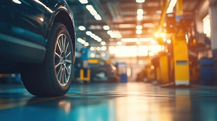 Car Wheel in a Factory Setting