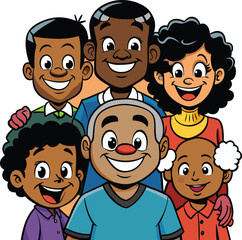 Black people illustration, Black community, African people gathered  vector