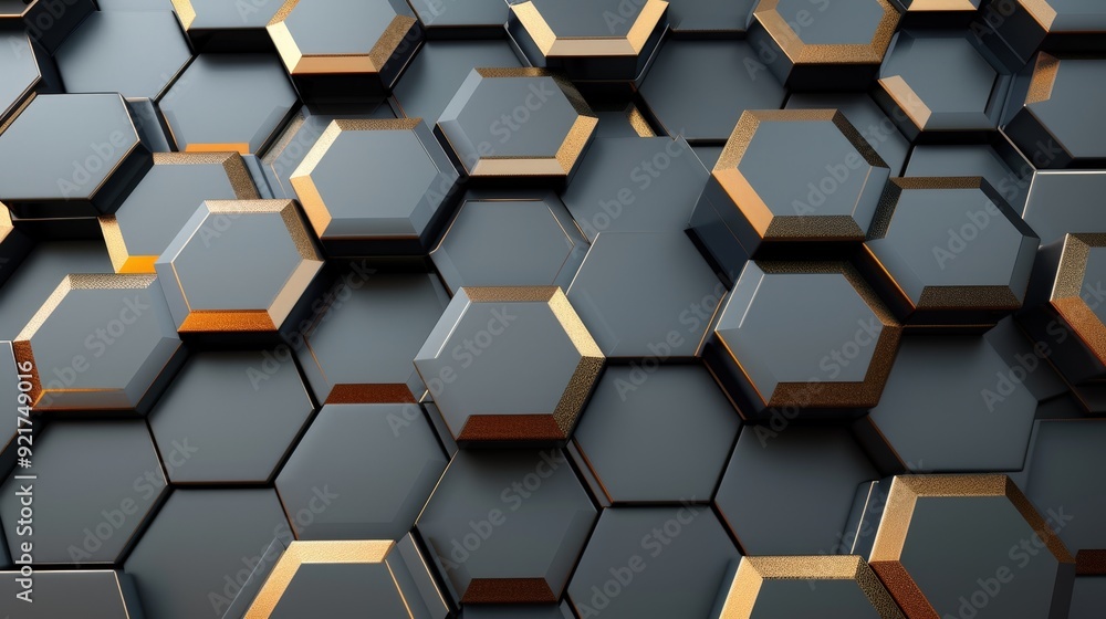 Poster a modern background design showcasing a subtle hexagonal pattern with a metallic sheen.