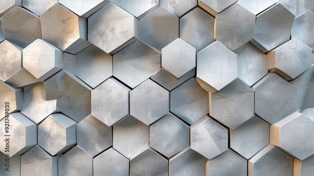 Poster a modern background design showcasing a subtle hexagonal pattern with a metallic sheen.