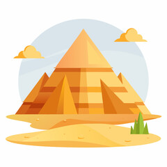 An ancient Egyptian pyramid in the desert art vector color  illustrator