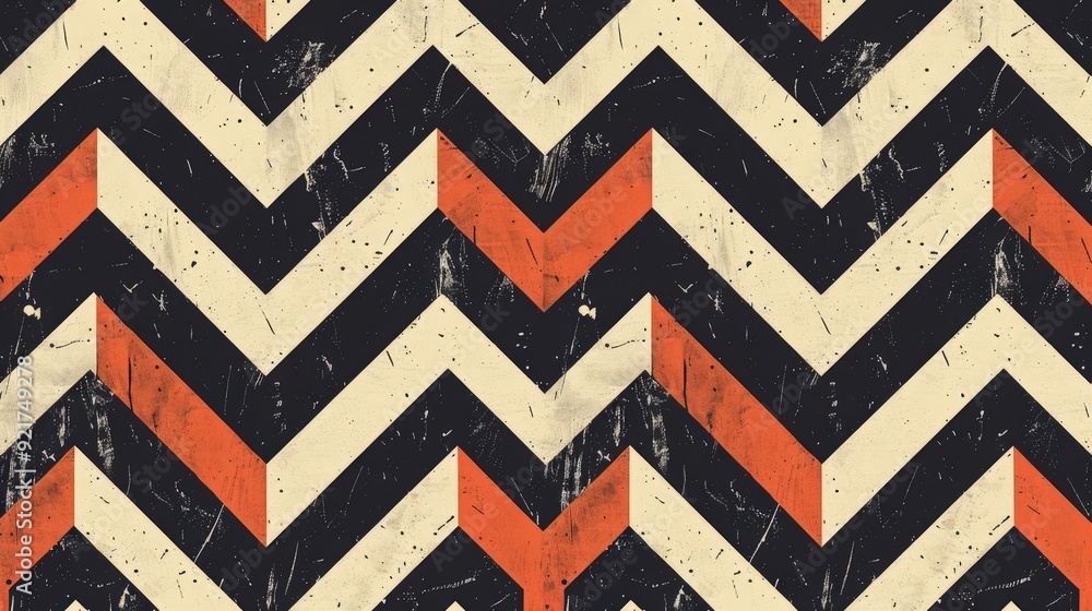Poster a modern design featuring a series of angular, zigzag lines arranged in a repetitive pattern.