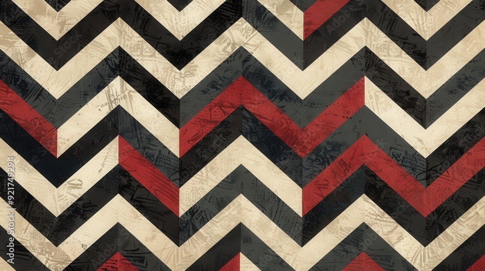 Poster a modern design featuring a series of angular, zigzag lines arranged in a repetitive pattern.