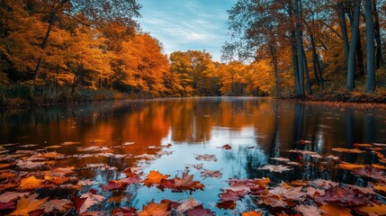 Obraz premium Autumnal Reflection in Still Water