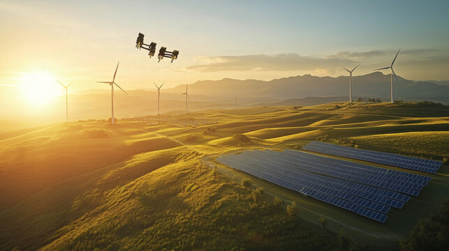Futuristic AI-Driven Renewable Energy Farm Integrating Solar and Wind Power