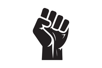 illustration of the iconic protester raised fist isolated on white background - graphic style silhouette