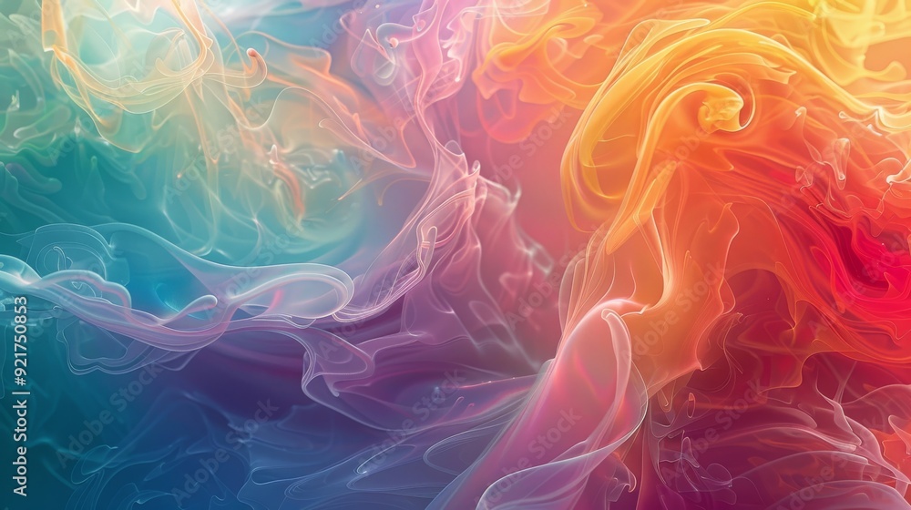 Poster a vibrant abstract composition of swirling colors and fluid shapes, evoking a sense of movement and 