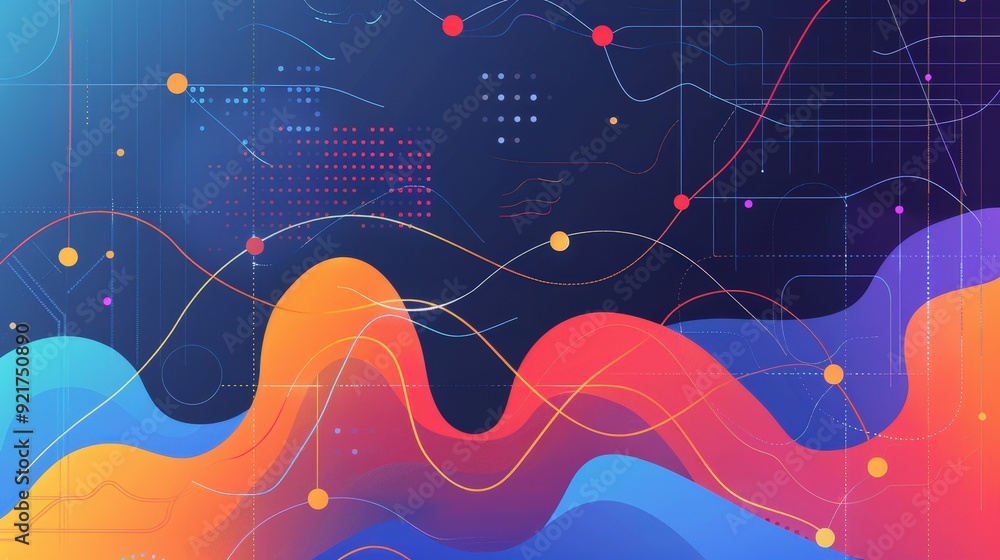 Poster a refined business pattern with a repeating design of abstract graphs and charts.