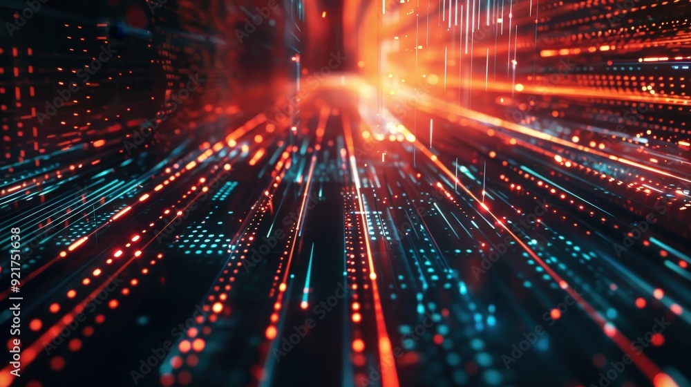 Poster a sleek, modern abstract technology background featuring a blend of glowing data streams and abstrac