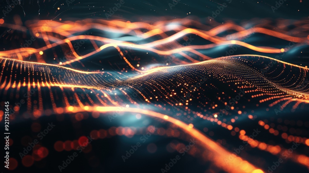 Poster a sleek, modern abstract technology background featuring a blend of glowing data streams and abstrac