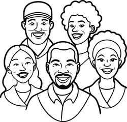 Black people illustration, Black community, African people gathered  vector