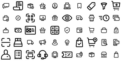 Mega Set Of Vector Ecommerce Bold Icons Silhouette Vector Logo Design Containing Cart,Payment,Ecommerce,Sale,Shopping Infographic Simple Vector Illustration Logo
