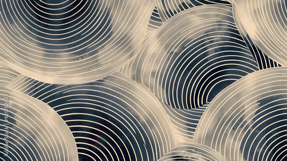 Poster a stylish line pattern with interlocking circular lines creating a detailed and intricate design