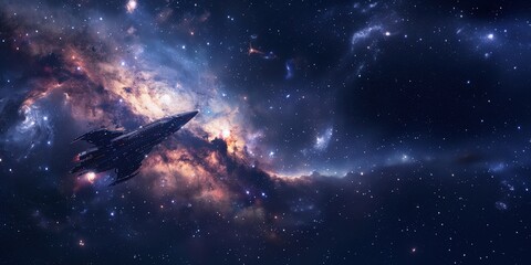 Fototapeta premium Starship in the galaxy