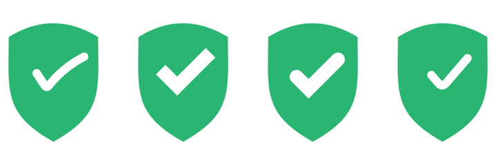 Green check mark and red cross icon set. Circle and square. Tick symbol in green color, vector illustration.