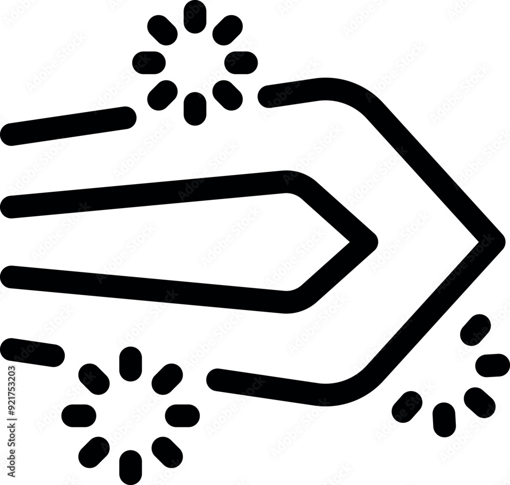 Poster black arrow with motion lines for fast delivery service concept
