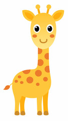 Cute beautiful giraffe cartoon vector illustration