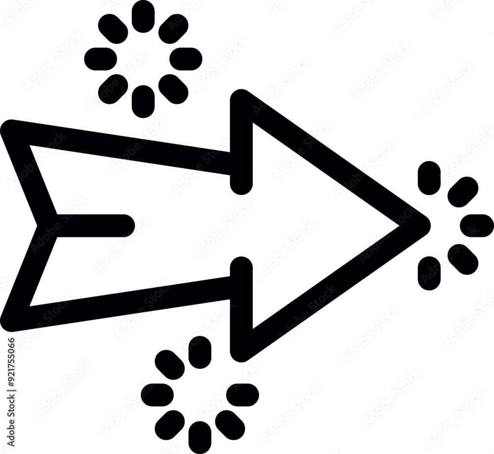 Poster arrow is pointing right and has loading circles around it, representing data transfer