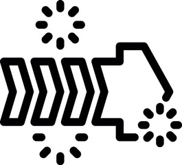 Bold black outline of an arrow pointing right, symbolizing progress and advancement