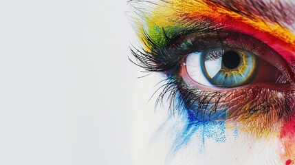 A Close-Up of an Eye with Colorful Makeup