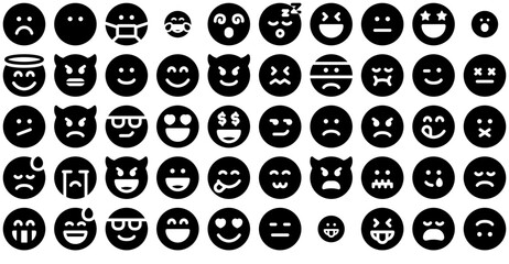Set Of Emoji Solid Icons Web Header Banner Design Containing Emoticon,Emoji,Smileys,Feelings,Emoticons Vector Illustration Linear Pictogram Pack