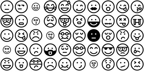 Set Of Linear Emoticon Icons Collection Isolated Silhouette Solid Icons Including Sad,Emoticon,Laughing,Angry,Emoji Infographic Simple Vector Illustration Logo