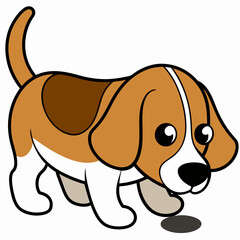 Beagle Sniffing Vector Art Illustration
